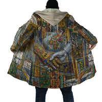 Léopold Sédar Senghor Cloak President Poete Portrait Futuristic African Robotic Handshake Earth and Flowers Unity - Wonder Print Shop
