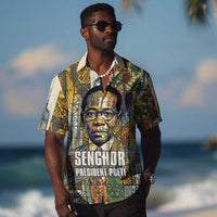 Léopold Sédar Senghor Hawaiian Shirt President Poete Portrait Futuristic African Robotic Handshake Earth and Flowers Unity - Wonder Print Shop