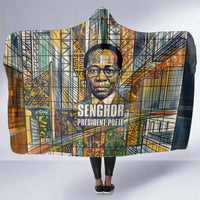 Léopold Sédar Senghor Hooded Blanket President Poete Portrait Futuristic African Robotic Handshake Earth and Flowers Unity - Wonder Print Shop