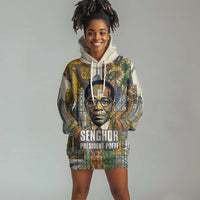 Léopold Sédar Senghor Hoodie Dress President Poete Portrait Futuristic African Robotic Handshake Earth and Flowers Unity - Wonder Print Shop