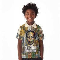 Léopold Sédar Senghor Kid Polo Shirt President Poete Portrait Futuristic African Robotic Handshake Earth and Flowers Unity - Wonder Print Shop