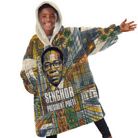 Léopold Sédar Senghor Kid Wearable Blanket Hoodie President Poete Portrait Futuristic African Robotic Handshake Earth and Flowers Unity - Wonder Print Shop