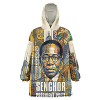 Léopold Sédar Senghor Kid Wearable Blanket Hoodie President Poete Portrait Futuristic African Robotic Handshake Earth and Flowers Unity - Wonder Print Shop