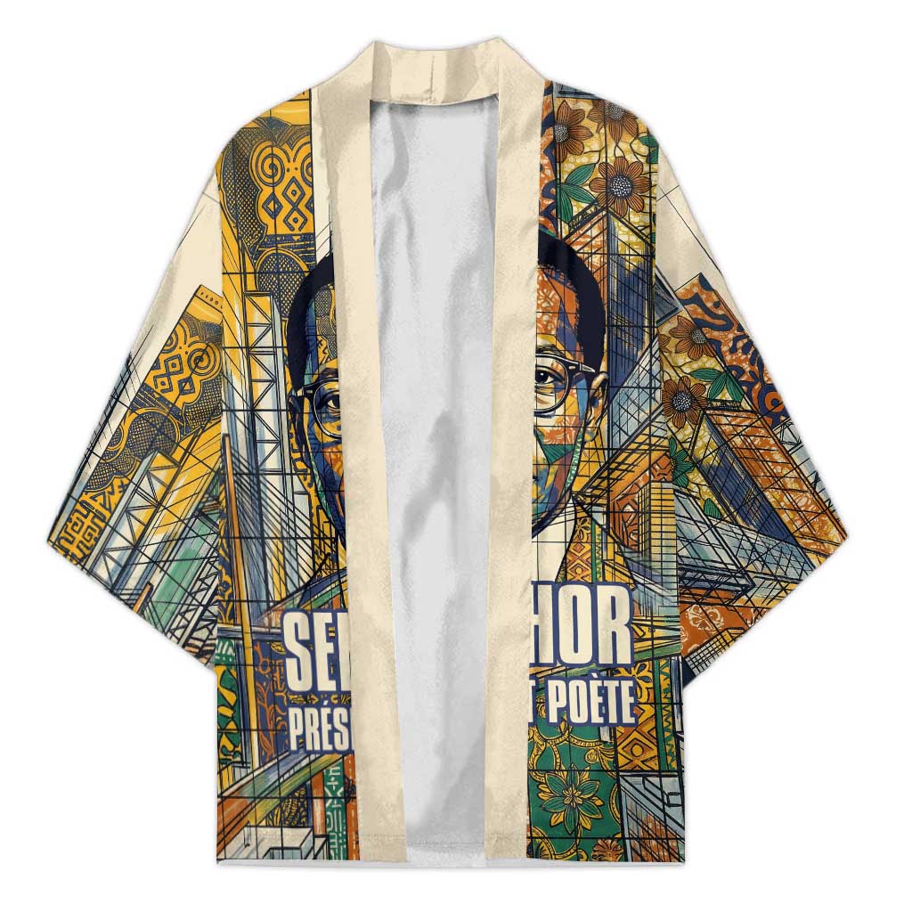 Léopold Sédar Senghor Kimono President Poete Portrait Futuristic African Robotic Handshake Earth and Flowers Unity - Wonder Print Shop