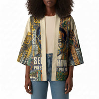 Léopold Sédar Senghor Kimono President Poete Portrait Futuristic African Robotic Handshake Earth and Flowers Unity - Wonder Print Shop