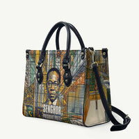 Léopold Sédar Senghor Leather Bag President Poete Portrait Futuristic African Robotic Handshake Earth and Flowers Unity - Wonder Print Shop