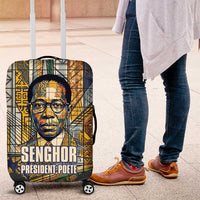 Léopold Sédar Senghor Luggage Cover President Poete Portrait Futuristic African Robotic Handshake Earth and Flowers Unity - Wonder Print Shop