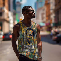 Léopold Sédar Senghor Men Tank Top President Poete Portrait Futuristic African Robotic Handshake Earth and Flowers Unity - Wonder Print Shop