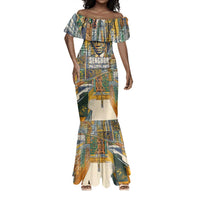 Léopold Sédar Senghor Mermaid Dress President Poete Portrait Futuristic African Robotic Handshake Earth and Flowers Unity - Wonder Print Shop