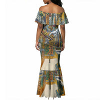 Léopold Sédar Senghor Mermaid Dress President Poete Portrait Futuristic African Robotic Handshake Earth and Flowers Unity - Wonder Print Shop