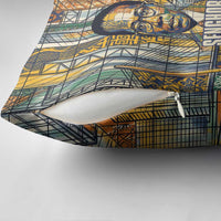 Léopold Sédar Senghor Pillow Cover President Poete Portrait Futuristic African Robotic Handshake Earth and Flowers Unity - Wonder Print Shop