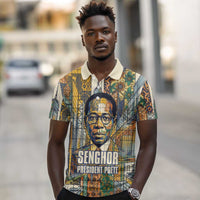 Léopold Sédar Senghor Polo Shirt President Poete Portrait Futuristic African Robotic Handshake Earth and Flowers Unity - Wonder Print Shop