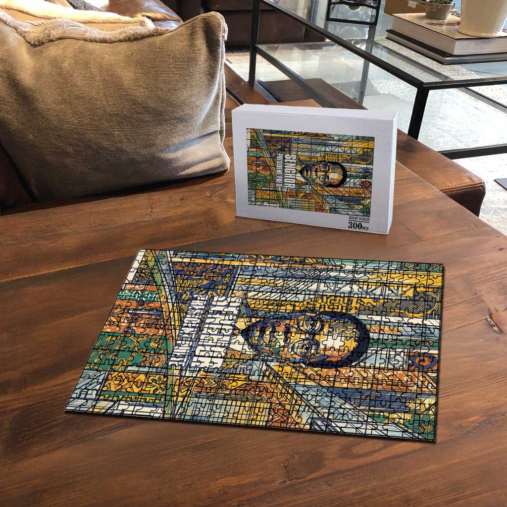 Léopold Sédar Senghor Puzzle President Poete Portrait Futuristic African Robotic Handshake Earth and Flowers Unity - Wonder Print Shop