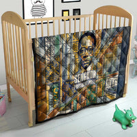 Léopold Sédar Senghor Quilt President Poete Portrait Futuristic African Robotic Handshake Earth and Flowers Unity - Wonder Print Shop