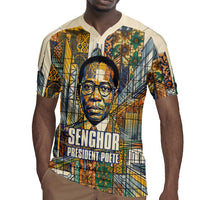 Léopold Sédar Senghor Rugby Jersey President Poete Portrait Futuristic African Robotic Handshake Earth and Flowers Unity - Wonder Print Shop