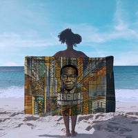 Léopold Sédar Senghor Sarong President Poete Portrait Futuristic African Robotic Handshake Earth and Flowers Unity - Wonder Print Shop