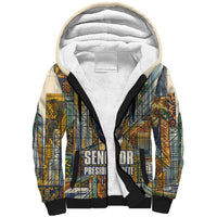 Léopold Sédar Senghor Sherpa Hoodie President Poete Portrait Futuristic African Robotic Handshake Earth and Flowers Unity - Wonder Print Shop