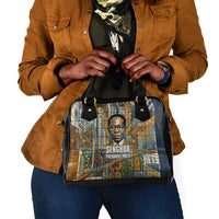 Léopold Sédar Senghor Shoulder Handbag President Poete Portrait Futuristic African Robotic Handshake Earth and Flowers Unity - Wonder Print Shop