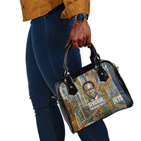 Léopold Sédar Senghor Shoulder Handbag President Poete Portrait Futuristic African Robotic Handshake Earth and Flowers Unity - Wonder Print Shop