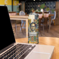 Léopold Sédar Senghor Skinny Tumbler President Poete Portrait Futuristic African Robotic Handshake Earth and Flowers Unity - Wonder Print Shop