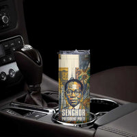 Léopold Sédar Senghor Skinny Tumbler President Poete Portrait Futuristic African Robotic Handshake Earth and Flowers Unity - Wonder Print Shop