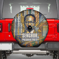 Léopold Sédar Senghor Spare Tire Cover President Poete Portrait Futuristic African Robotic Handshake Earth and Flowers Unity - Wonder Print Shop