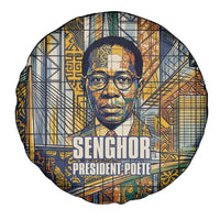 Léopold Sédar Senghor Spare Tire Cover President Poete Portrait Futuristic African Robotic Handshake Earth and Flowers Unity - Wonder Print Shop