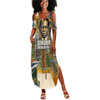 Léopold Sédar Senghor Summer Maxi Dress President Poete Portrait Futuristic African Robotic Handshake Earth and Flowers Unity - Wonder Print Shop