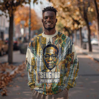 Léopold Sédar Senghor Sweatshirt President Poete Portrait Futuristic African Robotic Handshake Earth and Flowers Unity - Wonder Print Shop
