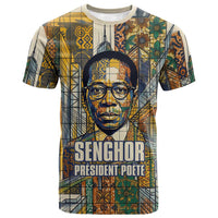 Léopold Sédar Senghor T shirt President Poete Portrait Futuristic African Robotic Handshake Earth and Flowers Unity - Wonder Print Shop