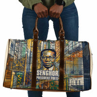 Léopold Sédar Senghor Travel Bag President Poete Portrait Futuristic African Robotic Handshake Earth and Flowers Unity - Wonder Print Shop