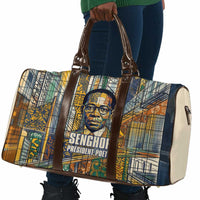 Léopold Sédar Senghor Travel Bag President Poete Portrait Futuristic African Robotic Handshake Earth and Flowers Unity - Wonder Print Shop