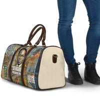 Léopold Sédar Senghor Travel Bag President Poete Portrait Futuristic African Robotic Handshake Earth and Flowers Unity - Wonder Print Shop
