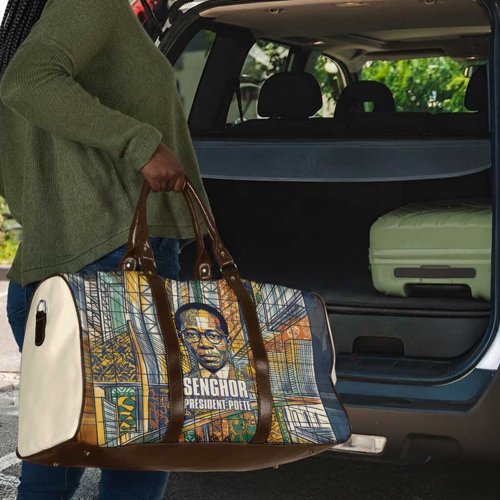 Léopold Sédar Senghor Travel Bag President Poete Portrait Futuristic African Robotic Handshake Earth and Flowers Unity - Wonder Print Shop