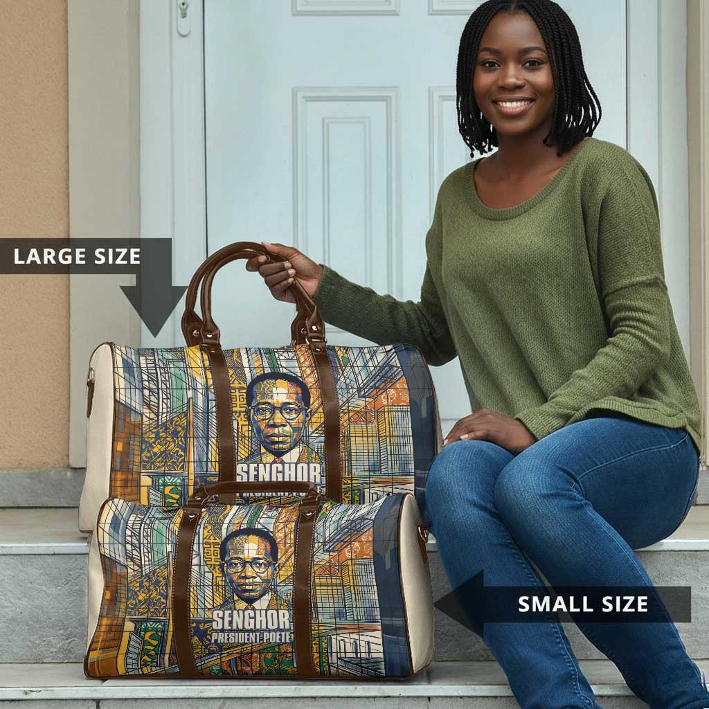 Léopold Sédar Senghor Travel Bag President Poete Portrait Futuristic African Robotic Handshake Earth and Flowers Unity - Wonder Print Shop