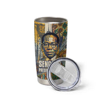 Léopold Sédar Senghor Tumbler Cup President Poete Portrait Futuristic African Robotic Handshake Earth and Flowers Unity - Wonder Print Shop