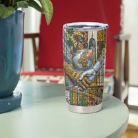 Léopold Sédar Senghor Tumbler Cup President Poete Portrait Futuristic African Robotic Handshake Earth and Flowers Unity - Wonder Print Shop