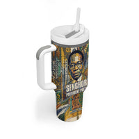 Léopold Sédar Senghor Tumbler With Handle President Poete Portrait Futuristic African Robotic Handshake Earth and Flowers Unity - Wonder Print Shop