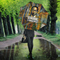Léopold Sédar Senghor Umbrella President Poete Portrait Futuristic African Robotic Handshake Earth and Flowers Unity - Wonder Print Shop
