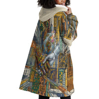 Léopold Sédar Senghor Wearable Blanket Hoodie President Poete Portrait Futuristic African Robotic Handshake Earth and Flowers Unity - Wonder Print Shop