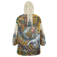Léopold Sédar Senghor Wearable Blanket Hoodie President Poete Portrait Futuristic African Robotic Handshake Earth and Flowers Unity - Wonder Print Shop