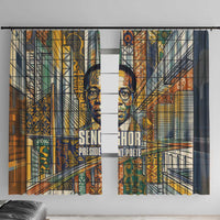 Léopold Sédar Senghor Window Curtain President Poete Portrait Futuristic African Robotic Handshake Earth and Flowers Unity - Wonder Print Shop