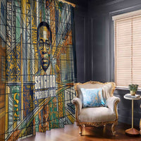 Léopold Sédar Senghor Window Curtain President Poete Portrait Futuristic African Robotic Handshake Earth and Flowers Unity - Wonder Print Shop