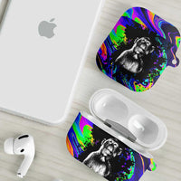 Funny Psychedelic Monkey Thinker AirPods Case Trippy Curiosity Vibes