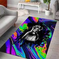 Funny Psychedelic Monkey Thinker Area Rug Trippy Curiosity Vibes