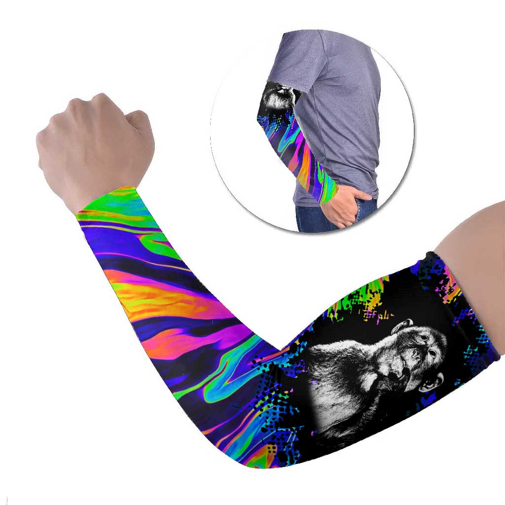 Funny Psychedelic Monkey Thinker Arm Sleeves Trippy Curiosity Vibes