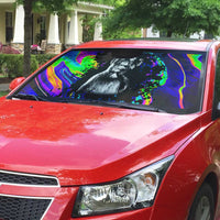 Funny Psychedelic Monkey Thinker Auto Sun Shade Trippy Curiosity Vibes