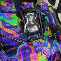Funny Psychedelic Monkey Thinker Back Car Seat Cover Trippy Curiosity Vibes