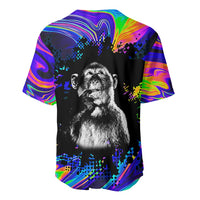 Funny Psychedelic Monkey Thinker Baseball Jersey Trippy Curiosity Vibes