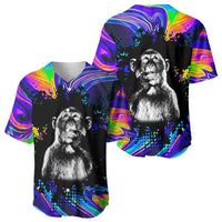 Funny Psychedelic Monkey Thinker Baseball Jersey Trippy Curiosity Vibes